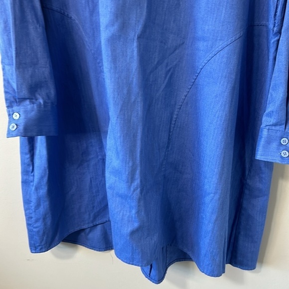 BOSS Hugo Boss Long Sleeve Shirt Dress Button Placket Blue Dust Sz M NEW - Picture 6 of 16